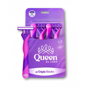 QUEEN TRIPLE BLADES DISPOSABLE PURPLE RAZORS 6 + 2 FREE PACK